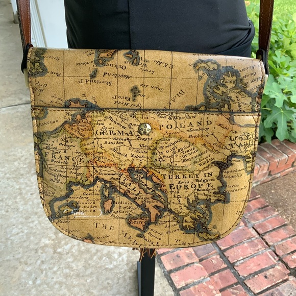 Patricia Nash Brinlee Saddle European  Map Crossbody Bag+ MATCHING COIN PURSE - Picture 11 of 14